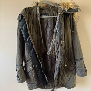 Guess Women's Olive Military Parka